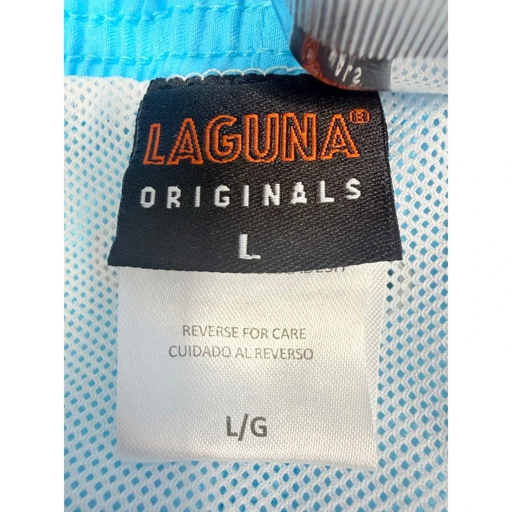 Laguna Swim Trunks Mens Large Blue Neon‎ Drawstring Mesh Lined Board Shorts